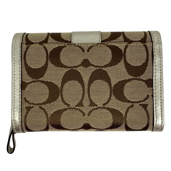 Coach Hampton Signatural Wallet Signature C Canvas Wallet - Silver/Khaki EUC - Picture 2 of 10